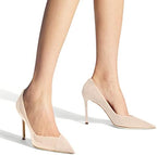 Coutgo Womens Pointed Toe High Heels Pumps Patent Suede Stiletto Heel Slip on Office Party Wedding Dress Shoes