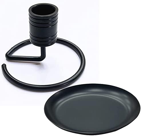 luzen Stainless Steel Moxa Roll Stick Holder with Ash Catcher Tray Dish Single Hole Moxa Stick Burner Holder Moxa Stick Burning Stand Base Holder, Black