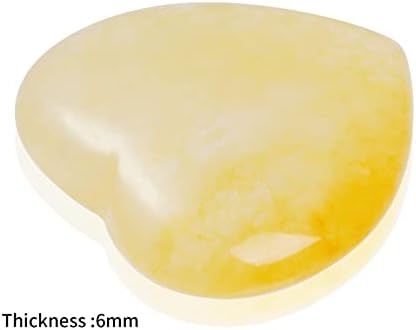 Marrywindix 15 Packs 0.8 Inch Healing Crystal Natural Yellow Jade Heart Love Carved Palm Worry Stone Chakra Reiki Balancing