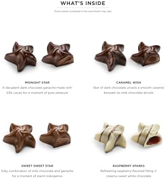 Godiva Holiday Stars Collection Gift Box, Festive Star-Shaped Chocolates with Ganache, Caramel & Raspberry Filling, Limited Edition Holiday Assortment, 16 Pc