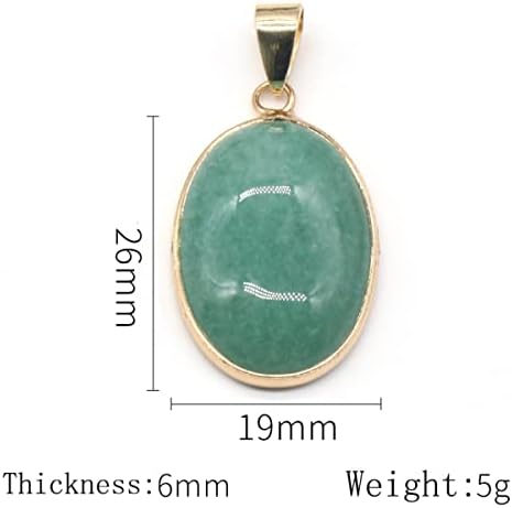 QSLLER 6pcs Natural Stone Pendant Oval Rose Quartz Opal Agate Polished Gemstone Crystals Charms for Jewelry Making Necklace Earrings