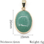 QSLLER 6pcs Natural Stone Pendant Oval Rose Quartz Opal Agate Polished Gemstone Crystals Charms for Jewelry Making Necklace Earrings