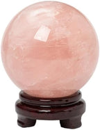 Large Rose Quartz Crystal Sphere Natural Pink Healing Crystal Ball with Stand Meditation Decorative Balls Home Decor 100-110mm/3.9-4.3"