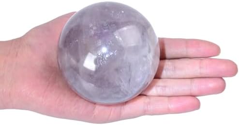 Natural Mica Fluorite Ball Quartz Crystal Sphere Gemstone Orb Stone Ball with Wooden Base