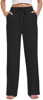 Womens Yoga Sweatpants Wide Leg Lounge Pajamas Pants Drawstring Workout Comfy Joggers Sweatpants Pants Pockets