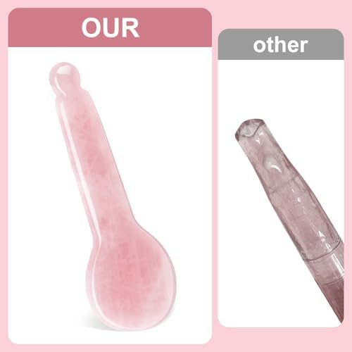 ideayard 100% Authentic Rose Quartz Eye Massager & Facial Acupressure Tool - Reduce Puffiness, Boost Skincare Absorption, Natural Crystal for Self-Care Rituals
