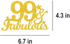 99 & Fabulous Cake Toppers Gold Glitter, Happy 99th Birthday Cake Topper Cheers to 99 Years Old Bday Decoration, Ninety-nine and Fabulous Cake Decorations for 99 Birthday Anniversary Party