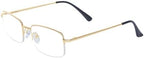 Half Frame Reading Glasses for Men Women Metal Rectangular Frame Spring Hinge + Glasses Strap