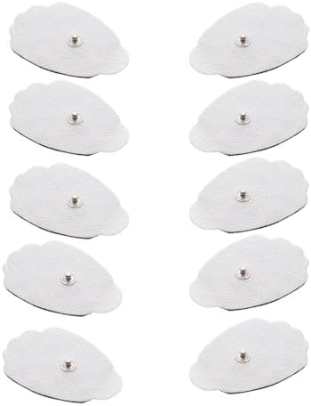 Tens Unit Muscle Stimulator Replacement Pads Patches 10 Pads (5 Pairs) Stick-on Pads Reusable Electrodes Snap On,Latex Free (White)