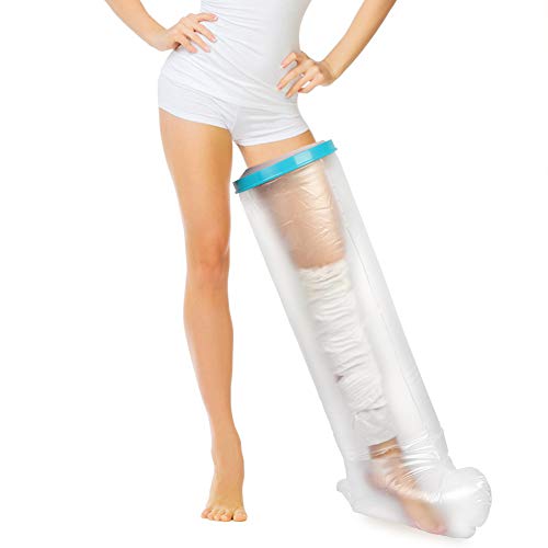 Leg Cast Cover for Shower, Adult Leg Cast and Bandage Protector for Shower, Hot-tub and Bath, Watertight Covers Injured Leg Broken Knee Calf Foot Wound
