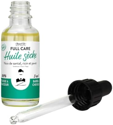 Beard Oil for Men | Award Winning Beard Oil Leave In Mustache Conditioner, Softens, Moisturizes, Nourishing, Lightweight, Sandalwood Fragrance | Natural & Vegan | Made In France 1oz