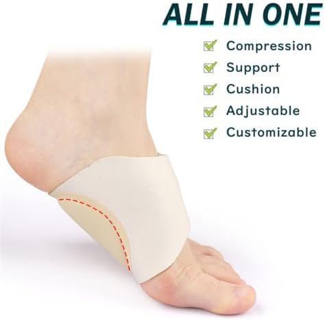 Arch Support Sleeves - Upgrade Adjustable Orthotic Wrap Compression Arch Support Brace with Gel Pad for Flat Feet & Plantar Fasciitis Pain Relief - Unisex - 1 Pair (Skin)
