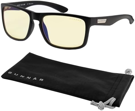 GUNNAR Gaming Glasses - Intercept Onyx Amber Lens - Blue Light Blocking Relieve Dry Eye