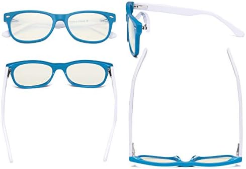 Eyekepper Computer Gaming Glasses for Kids - Blue Light Filter UV420 Rays Protection - Boys Girls Anti Glare Digital Glasses for Reading Screen - Blue Frame/White Arm