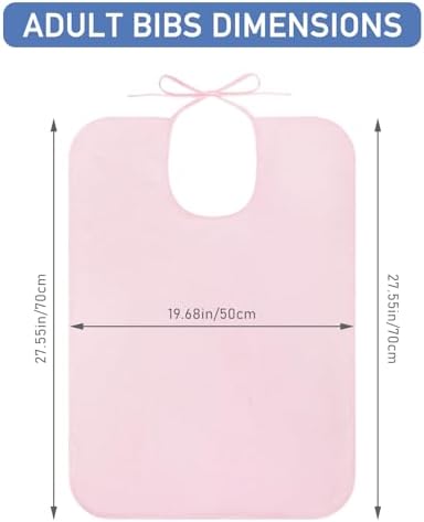 3PCS Unisex Adult Bibs, Terry bib Clothing Protectors, Washable Soft Bib for Special Needs Adults for Eating Adjustable (2 Pink, 1 Blue)
