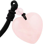 TUMBEELLUWA Carved Stone Heart Shape Necklace Chakra Quartz Pendant with Cord Amulet Healing Crystal Jewelry for Unisex