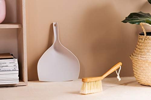 York Eco Natural Hand Brush and Shovel Bamboo with Rubber Edge Broom and Dustpan Set Dustpan 34 x 34 x 7 cm