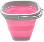 SAMMART 2.6L (0.68 Gallon) Super Mini Sqare Collapsible Plastic Bucket - Foldable Square Tub - Portable Fishing Water Pail - Space Saving Outdoor Waterpot (1, Pink)