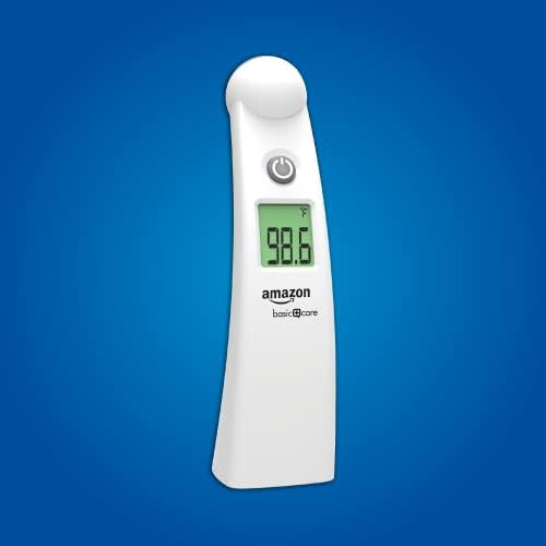 Amazon Basic Care Temple Touch Digital Thermometer, Instant Read, Easy to Use, Fast Accurate, White