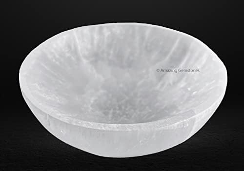 Amazing Gemstone Selenite Bowl - 4" Round Selenite Crystal to Charge your Healing Stones and Crystals - Selenite Charging Plate Bowl