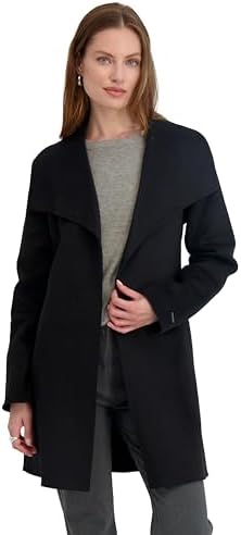 TAHARI Women's Double-faced Luxury Soft Wool Blend Peacoat- Wrap Wool Coat With Removable Belt