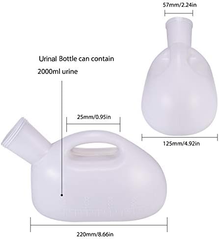 Men Reusable Pee Jug Male Urine Bottle 47.2" Long Tube with Lid Portable Thicken Men's Potty 2000ml for Hospital Camping Car Travel Toilet Universal Urinals