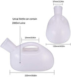 Men Reusable Pee Jug Male Urine Bottle 47.2" Long Tube with Lid Portable Thicken Men's Potty 2000ml for Hospital Camping Car Travel Toilet Universal Urinals