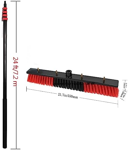 12ft-36ft Telescopic Window Cleaning Pole with Water Fed Brush - Extendable Conservatory Roof Cleaner Professional Window Cleaning Equipment & Tools for High Reach Cleaning