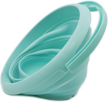 SAMMART 5L (1.32 Gallon) Collapsible Plastic Bucket - Foldable Round Tub - Portable Fishing Water Pail - Space Saving Outdoor Waterpot (5L Round, Lake Green)