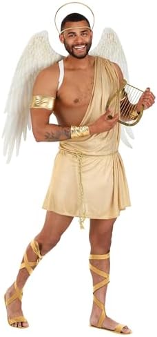 Heavenly Plus Size Sexy Angel Costume for Men | Angelic Wings, Halo, Toga | Divine Celestial Ensemble for Parties, Events