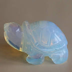 Hand Carved Gemstone Crystal Tortoise Turtle Figurine Animal Statue Carving Office Home Decor Collections 1.5'' (White opalite)