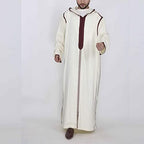 Mens Kaftan Thobe Linen Prayer Robe for Muslim Men Long Sleeve Casual Shirt Eid Wear Moroccan Abaya Robe