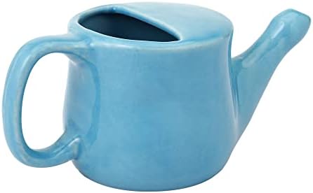 Ceramic Neti Pot, SPILL PROOF with 5 Sachet Neti Salt - Sky Blue Color, Holds 250 ML (8.4 FL Oz)