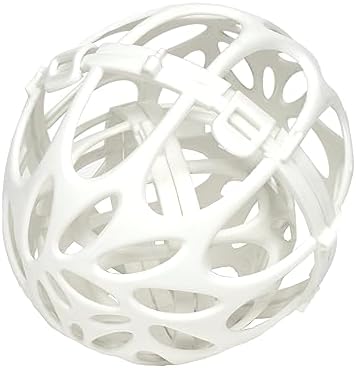 Round Plastic White Laundry Bra Ball for Machine Washing Delicates by Home Basics | 2 Interlocking Balls | Lock Closure for Secure Fit | Protects Delicates