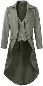 Men's Medieval Steampunk Tailcoat Jacket Vintage Gothic Victorian Frock Coat Uniform Renaissance Halloween Costume