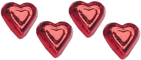 Red Foil Wrapped Premium Solid Milk Chocolate Hearts - 1 Lb. - Approx. 60 Pcs.
