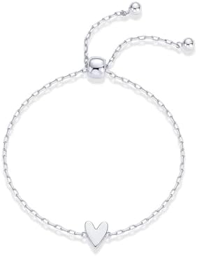 PAVOI 14K Gold Plated Matching Heart Charms Solitaire Bracelet Set for Women | Adjustable Valentines Day Love Friendship Two Bracelet Pack