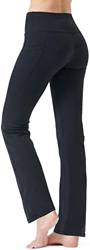 Zeronic Women's High Waist Bootcut Yoga Pants with Pockets Tummy Control Workout Running Pants Long Bootleg Flare Pants