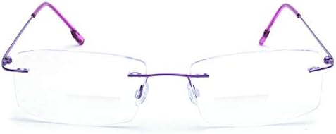 Fuisetaea Rimless Frame Bifocal Reading Glasses Flexible Titanium Alloy +1.75 Lightweight Readers Bifocal Glasses