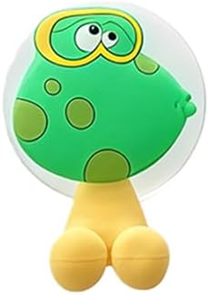 Animal Suction Cup Toothbrush Holder - Wall Mount Bathroom Organizer for Kids, Adhesive Hook Set for Smooth Surfaces in Shower, Kitchen, Office (Frog)