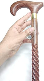 Walking Stick (Most Precious Wood , 𝐌𝐈𝐒𝐇𝐓𝐎 Wood) Handcrafted Cane Brown Stylish Theme Twisted Rope Walking Stick for Dad on Christmas Sailor's Gift, 36inch