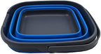 SAMMART 10L (2.6 Gallon) Collapsible Rectangular Handy Basket/Bucket (Grey/Blue, 1)