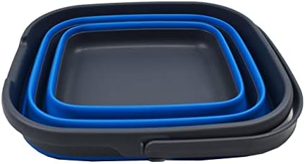 SAMMART 10L (2.6 Gallon) Collapsible Rectangular Handy Basket/Bucket (Grey/Blue, 1)