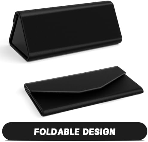 Sunglasses Case, Foldable Glasses Case, Magnetic PU Leather Hard Shell Folding Eyeglass Holder Box, Collapsible Unisex
