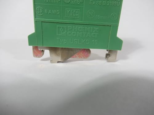 PHOENIX CONTACT USLKG 16 2 Connection, 20-6 AWG, Green/Yellow, Ground Modular, Screw Connection, Terminal Block