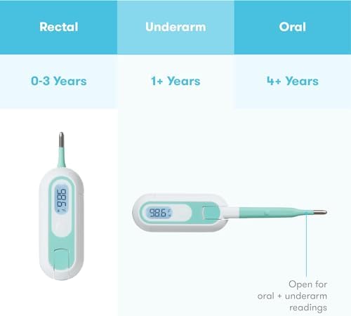Frida Baby 3-in-1 Rectal, Underarm & Oral Thermometer for Kids, Digital Baby Thermometer for Infants, Toddlers, & Kids, Quick & Accurate Temperature Check, Includes Carrying Case for Storage