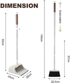 54" Long Handled Broom and Dustpan Set - Perfect Dust Pan and Brush Combo for Efficient Cleaning, Brown and White