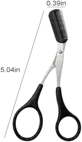 Eyebrow Scissors with Removable Comb, 5 Inch Precision Grooming Trimmer Scissors for Eyebrow Shaping and Facial Hair (Black)