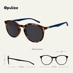 OPULIZE Met Large Comfortable Brown Tortoiseshell Blue Arms Men Women Sun Reader UV400 S60-2 +0.00