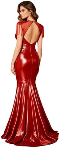 Women Metallic Bodycon Mermaid Evening Cocktail Long Dress Mermaid Costume